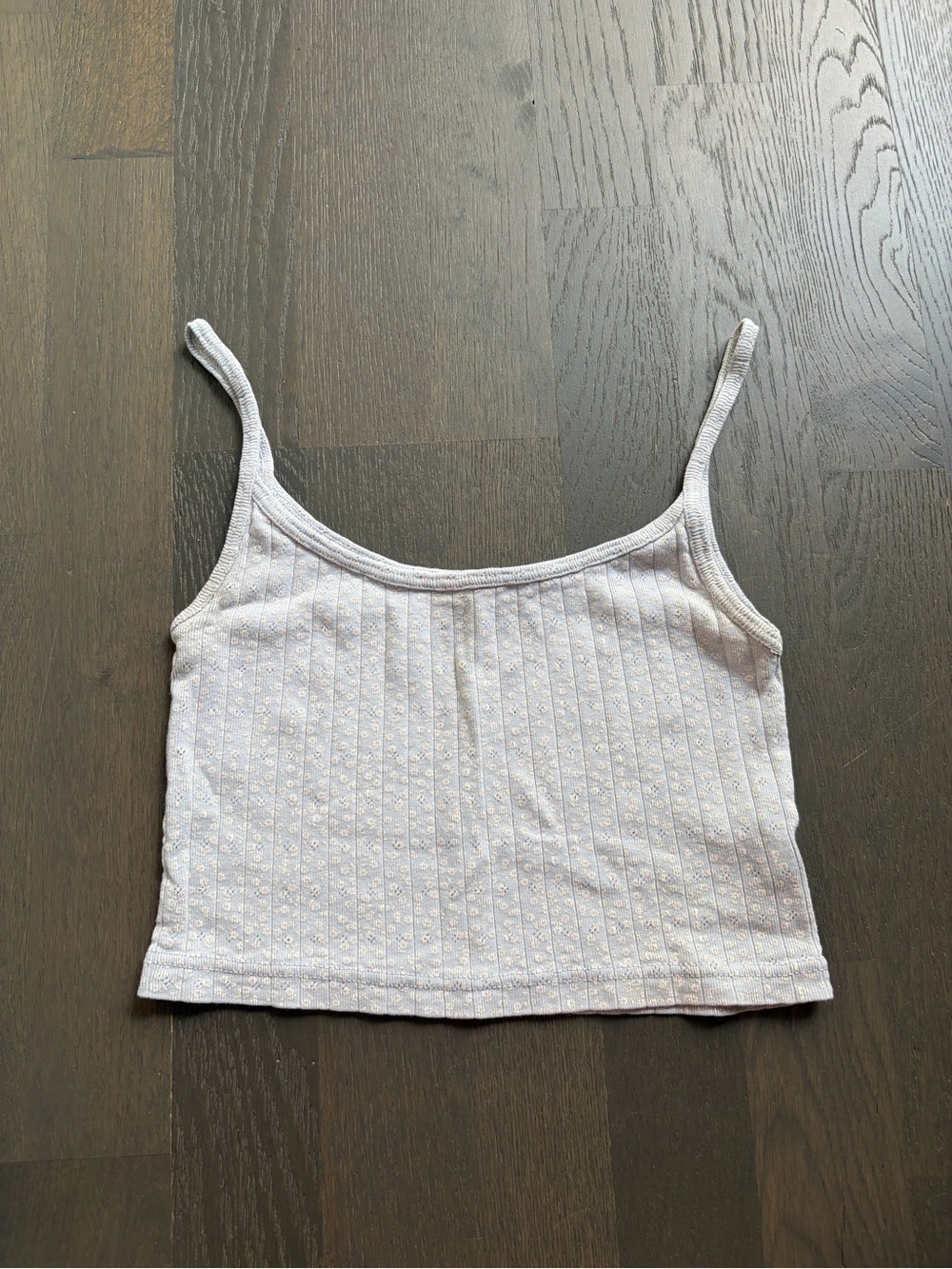 Brandy Melville John Galt light blue and white floral cropped tank top